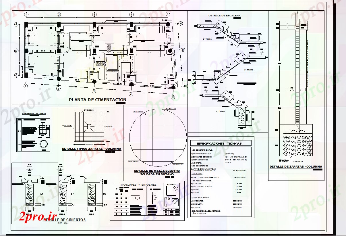 دانلود نقشه جزئیات ساختار ساختمان پایه طراحی  جزئیات (کد56788)
