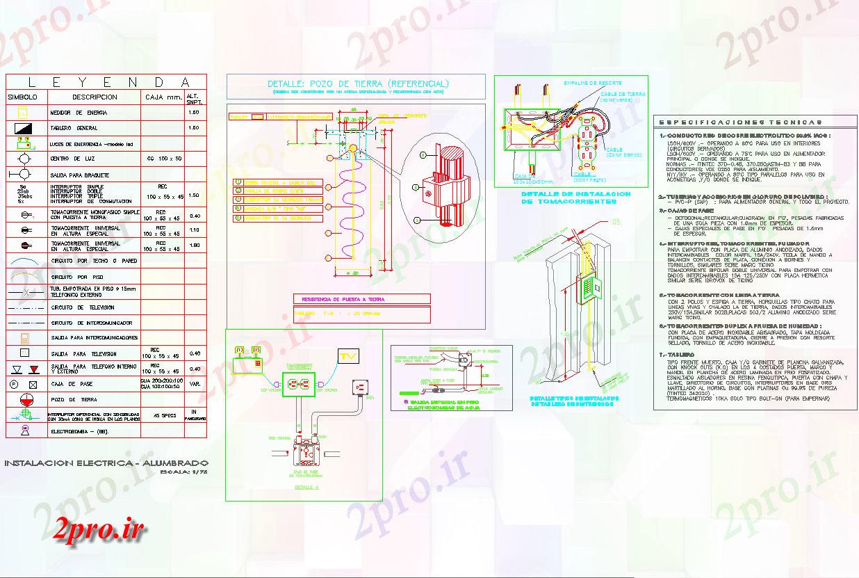 دانلود نقشه معماری خانه های تک خانواده جزئیات الکتریکی (کد56801)