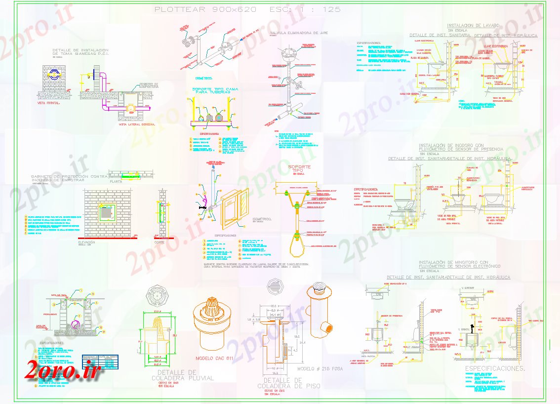 دانلود نقشه جزئیات لوله کشی  طراحی از جزئیات لوله کشی برای ساخت و ساز پروژه های معماری (کد56807)
