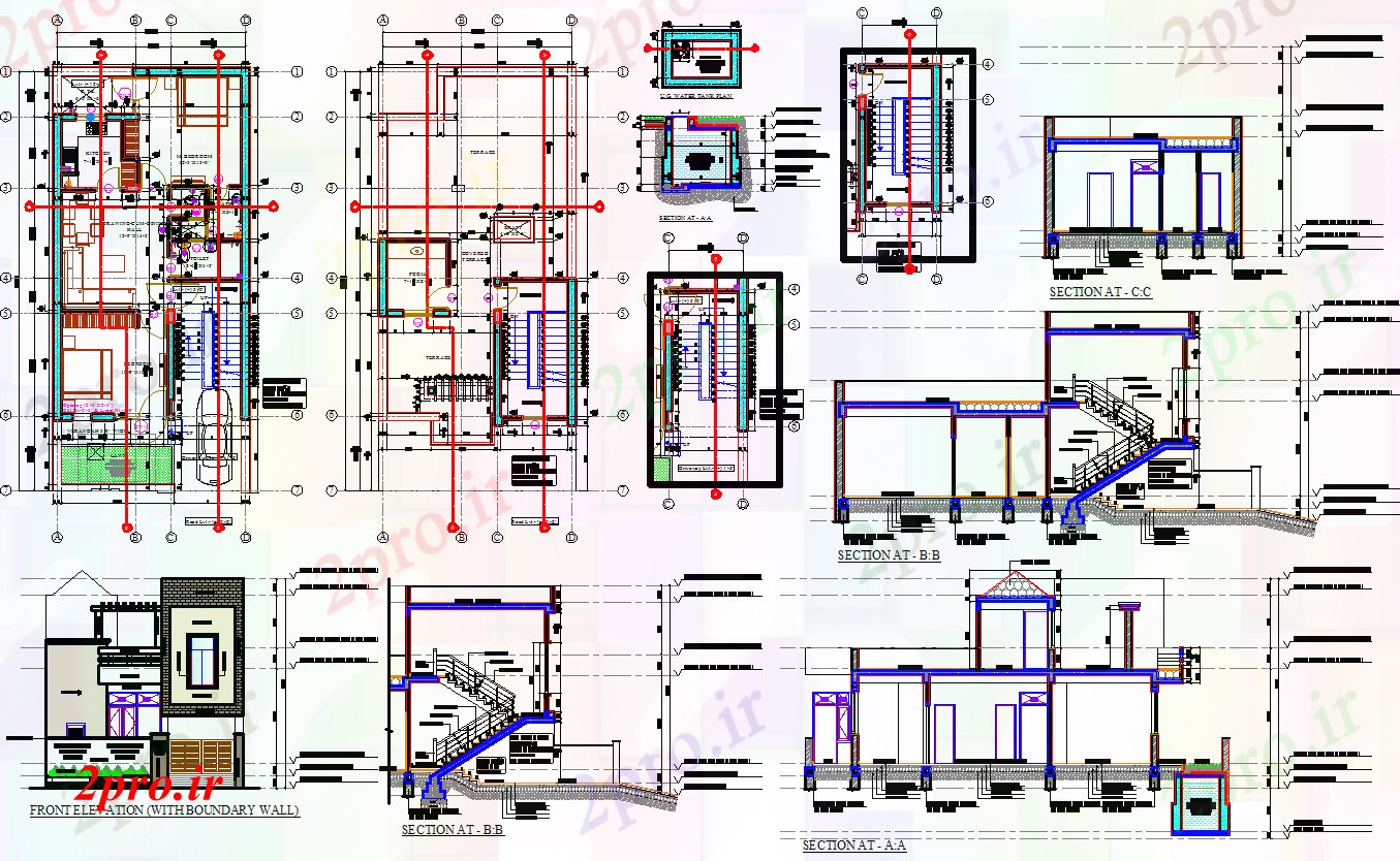 دانلود نقشه جزئیات معماری طرحی معماری خانه 50'X25 'کار طراحی و جزئیات در طراحی  (کد56809)