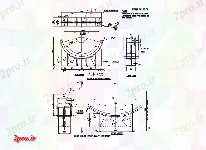 دانلود نقشه پلان مقطعی جزئیات پشتیبانی زین (کد56811)