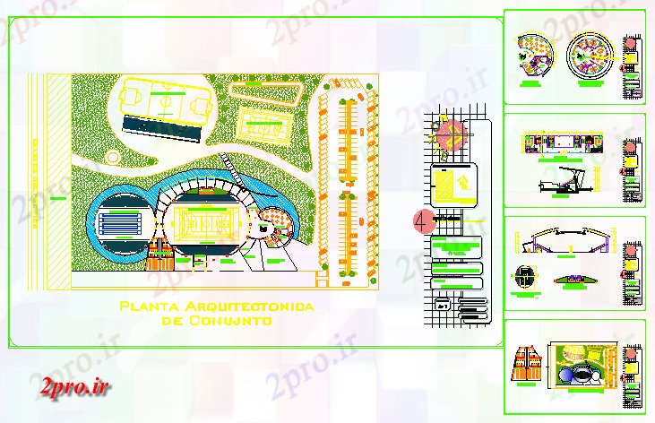 دانلود نقشه ورزشگاه ، سالن ورزش ، باشگاه ورزشی مرکز پروژه طراحی طراحی 10 در 46 متر (کد56831)