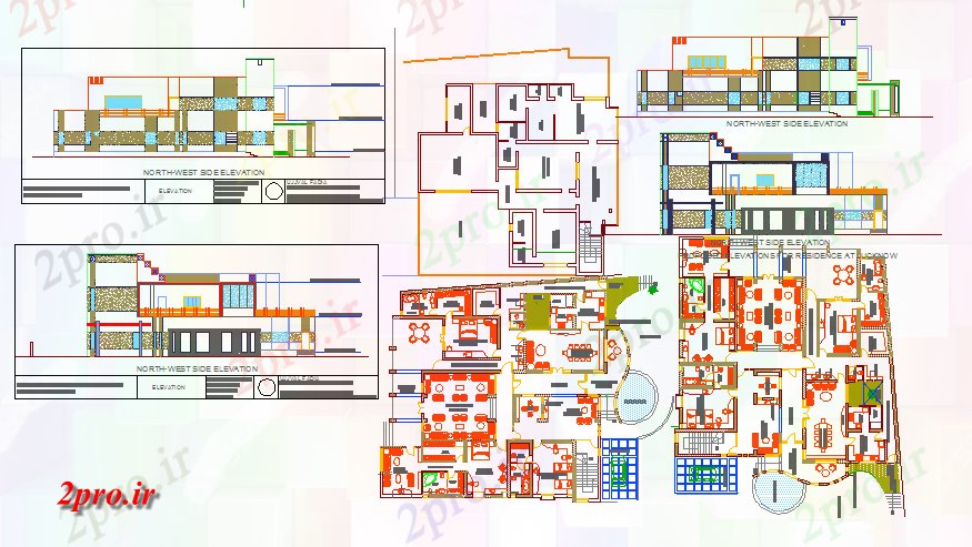 دانلود نقشه خانه های کوچک ، نگهبانی ، سازمانی - مدرن ویلا طراحی معماری 21 در 23 متر (کد56848)