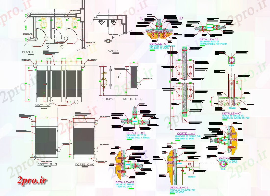 دانلود نقشه جزئیات معماری جزئیات اتاق پودر و طراحی   های (کد56876)