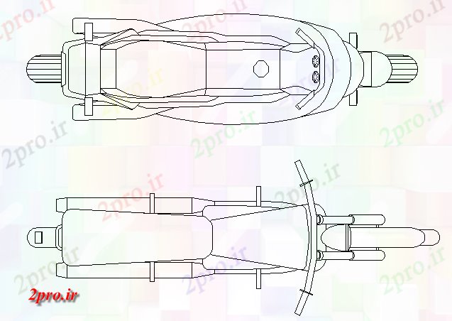 دانلود نقشه بلوک وسایل نقلیه نمای بالای موتور دوچرخه طراحی (کد56893)