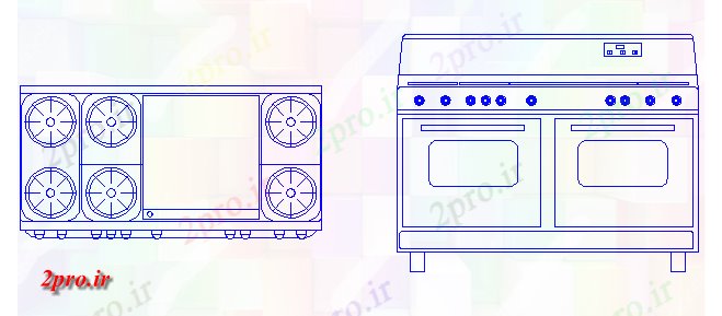 دانلود نقشه بلوک مبلمان طراحی اجاق گاز با طرحی و نما (کد56902)