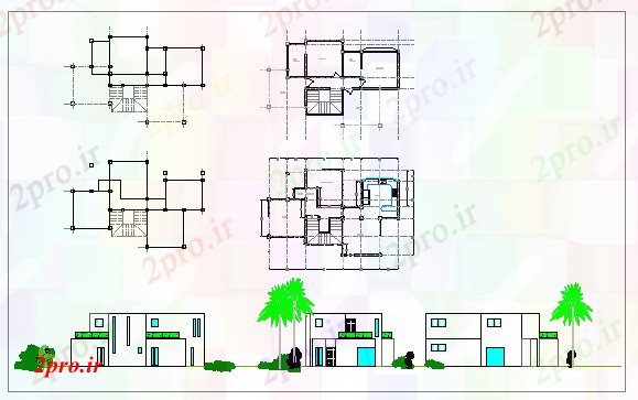 دانلود نقشه مسکونی ، ویلایی ، آپارتمان طراحی نمای طراحی از خانه مدرن 8 در 14 متر (کد56910)