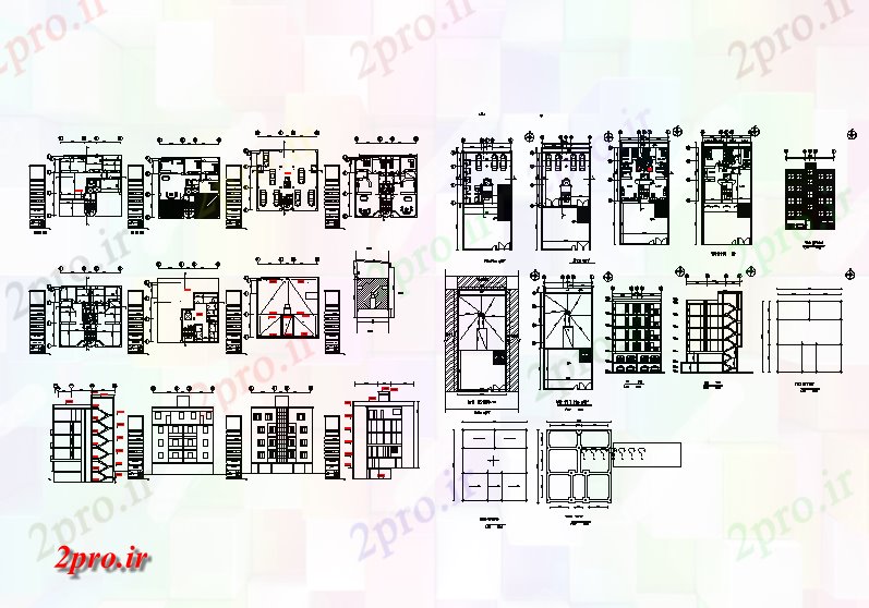 دانلود نقشه مسکونی  ، ویلایی ، آپارتمان  جزئیات آپارتمان   مسکونی (کد56921)