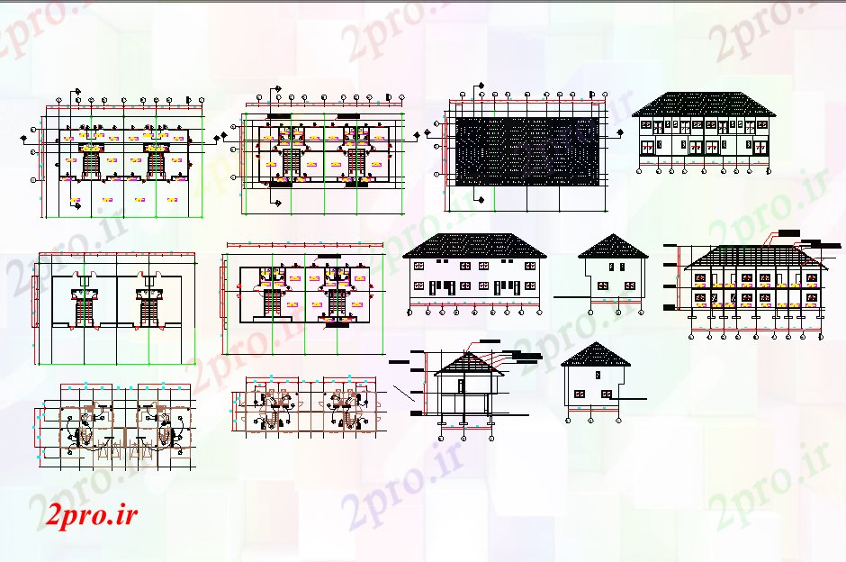 دانلود نقشه مسکونی ، ویلایی ، آپارتمان جزئیات طاق شهر خانه 9 در 20 متر (کد56935)