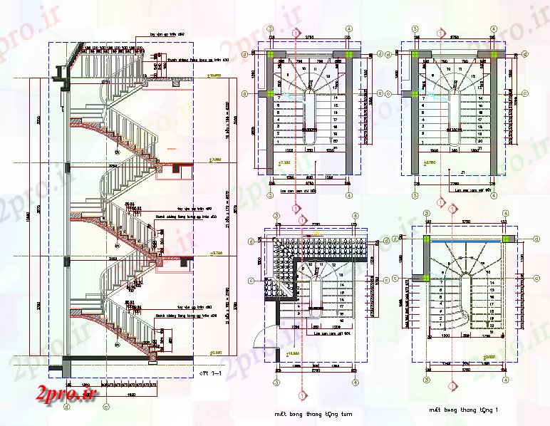 دانلود نقشه جزئیات آسانسور و پله های فلزی 14 در 18 متر (کد56980)