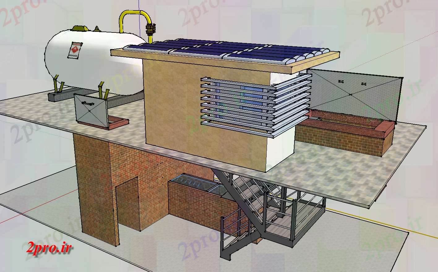 دانلود نقشه ماشین الات کارخانه پانل های خورشیدی طراحی جزئیات تریدی (کد56991)