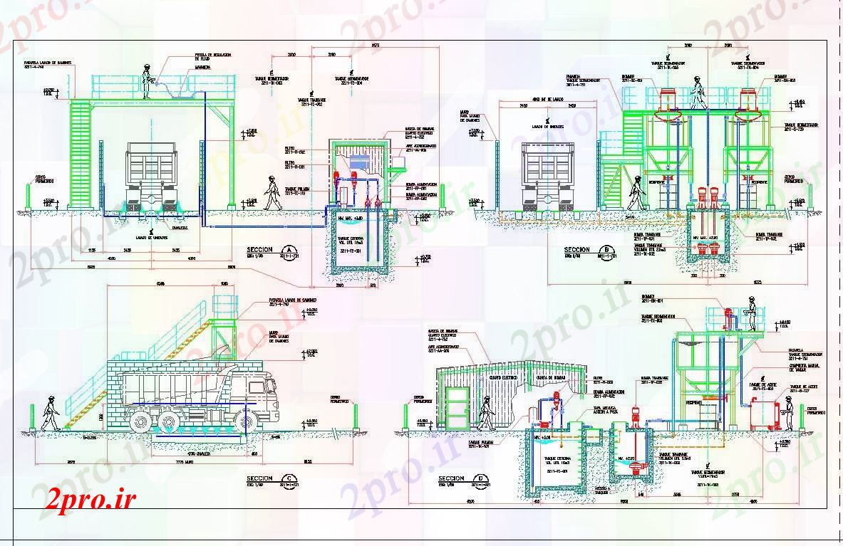 دانلود نقشه جزئیات معماری metic شستشو خودرو طراحی ایستگاه های خدمات  جزئیات (کد57000)