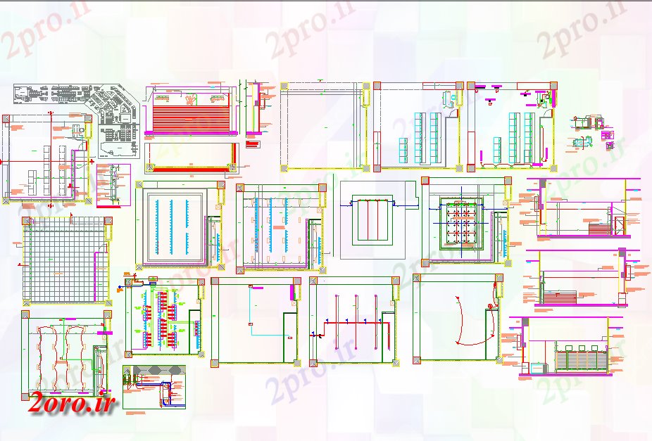 دانلود نقشه نمایشگاه ; فروشگاه - مرکز خرید طراحی معماری برای فروشگاه 11 در 11 متر (کد57018)