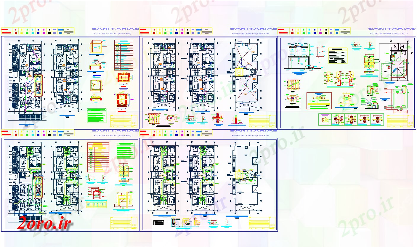 دانلود نقشه جزئیات لوله کشی جزئیات بهداشتی و لوله کشی برای طراحی خانه  (کد57039)