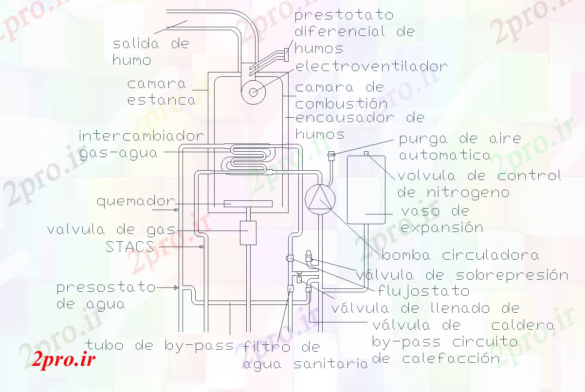 دانلود نقشه ماشین الات کارخانه طراحی دیگ بخار (کد57059)