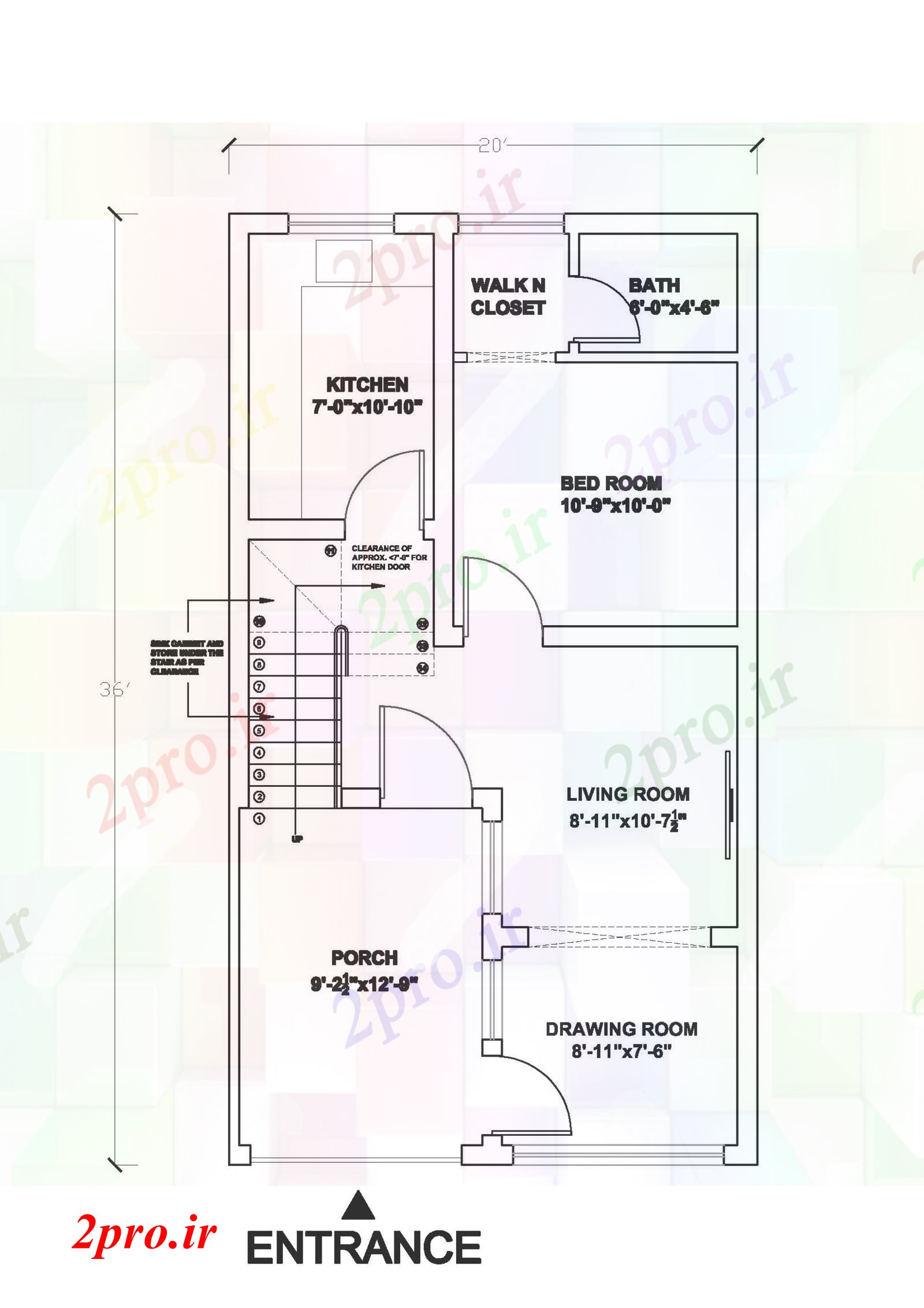 دانلود نقشه مسکونی ، ویلایی ، آپارتمان طرحی معماری با ایوان و آشپزخانه بزرگ ایکس 6 در 11 متر (کد57068)