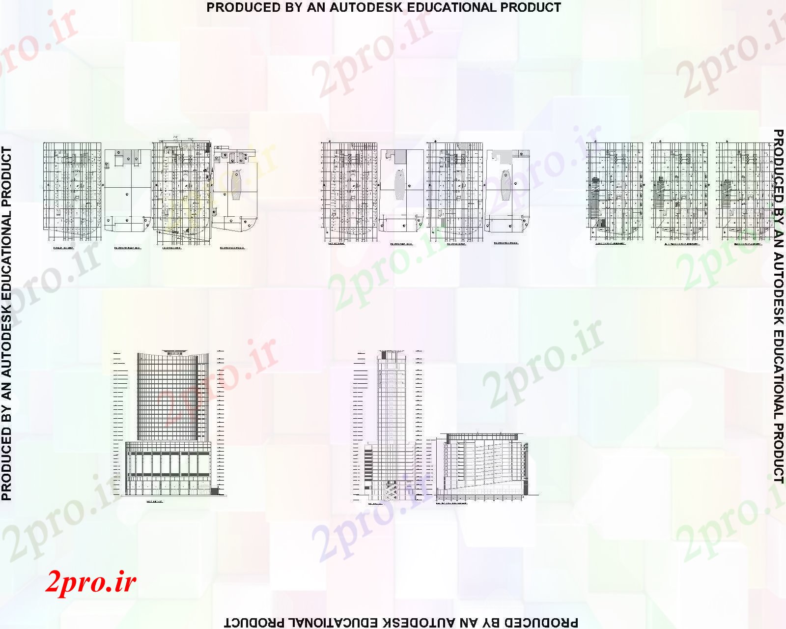 دانلود نقشه مسکونی  ، ویلایی ، آپارتمان  شهر برج طرحی + بخش + نما (کد57071)