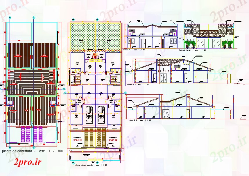 دانلود نقشه مسکونی ، ویلایی ، آپارتمان زیبا خانه طراحی سقف 12 در 24 متر (کد57083)