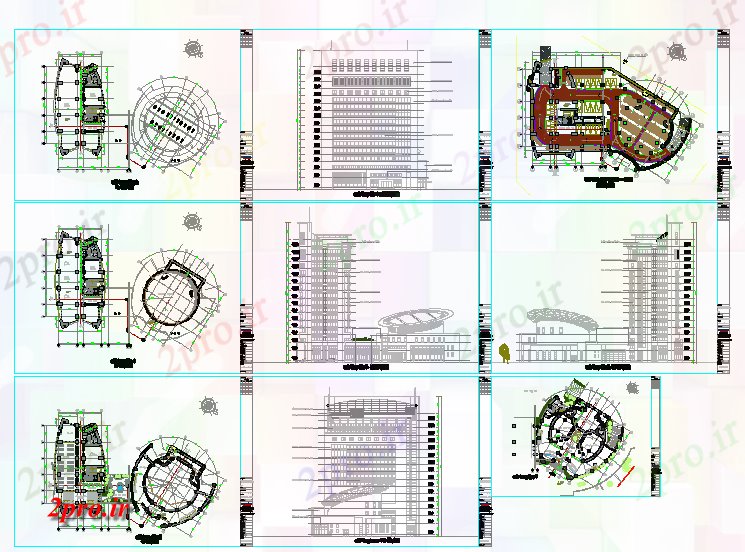 دانلود نقشه ساختمان مرتفعبلند مسکونی طراحی ساختمان 48 در 78 متر (کد57094)
