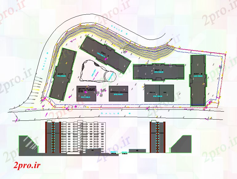 دانلود نقشه برنامه ریزی شهری طرحی آپارتمان   های مسکونی کلیدی طرحی دراز کردن (کد57119)