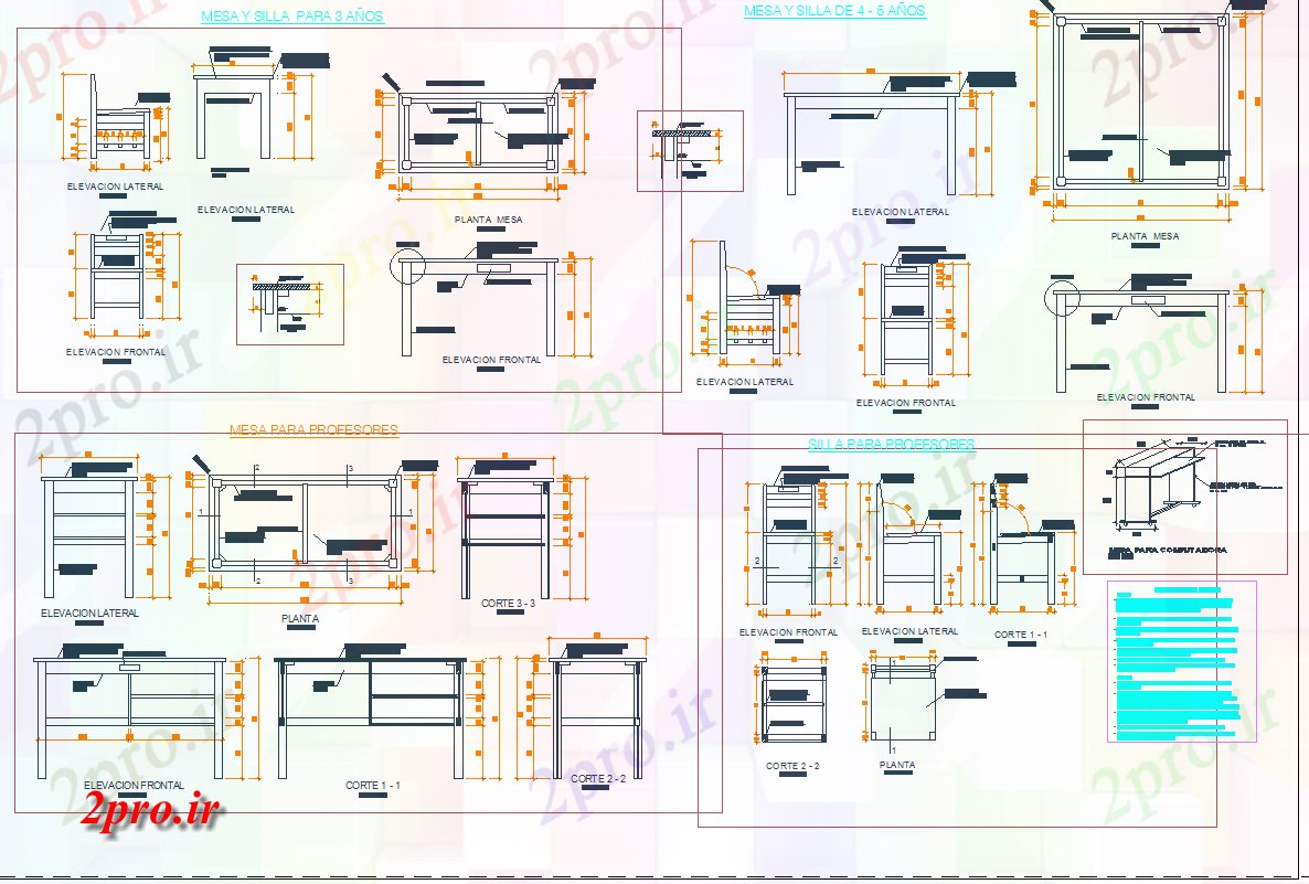 دانلود نقشه بلوک میز و صندلیهیئت مدیره مدرسه و جزئیات صندلی و طراحی   (کد57135)