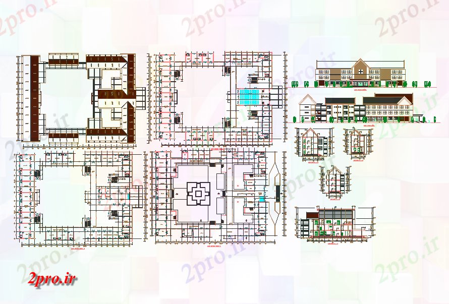 دانلود نقشه بیمارستان - درمانگاه - کلینیک جزئیات بیمارستان مفهوم طراحی معماری 57 در 72 متر (کد57143)