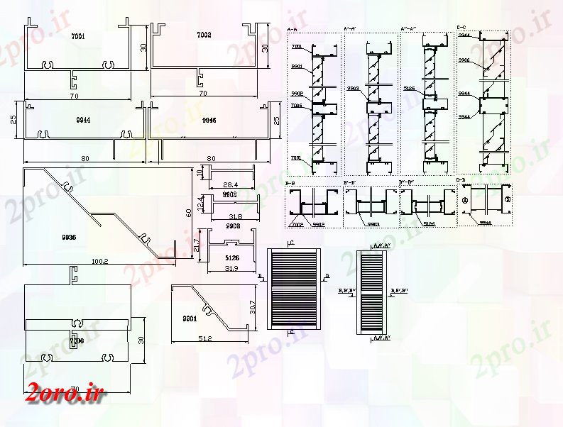 دانلود نقشه پلان مقطعی نوار از فولاد تیرچه (کد57144)