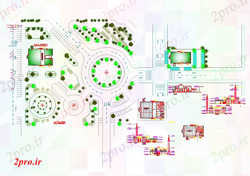 دانلود نقشه کلیسا - معبد - مکان مذهبی معماری برنامه های مسجد جزئیات و نماات (کد57169)