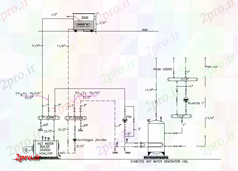 دانلود نقشه ماشین الات کارخانه دیگ بخار آب  (کد57170)