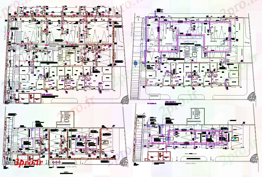 دانلود نقشه ساختمان دولتی ، سازمانی طرحی عرضه زهکشی و آب 35 در 37 متر (کد57184)