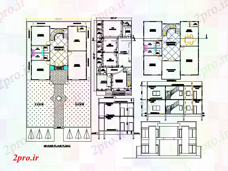 دانلود نقشه مسکونی ، ویلایی ، آپارتمان جزئیات دوبلکس فضای داخلی خانه 14 در 14 متر (کد57194)