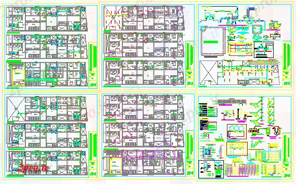 دانلود نقشه جزئیات معماری جزئیات طرحی بهداشتی مدرن درمانگاه بیمارستان طراحی (کد57208)