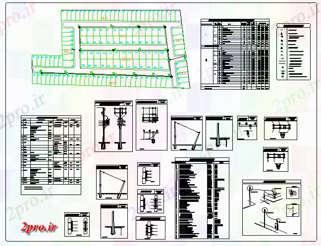 دانلود نقشه معماری خیابان جزئیات برق نور (کد57224)