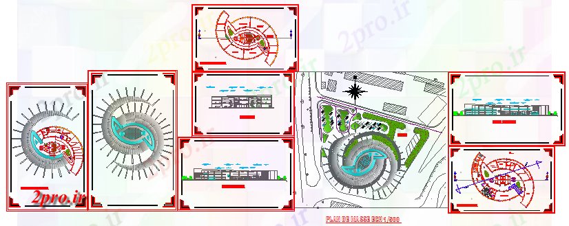 دانلود نقشه ساختمان دولتی ، سازمانی طراحی پروژه موزه مدرن 60 در 85 متر (کد57255)