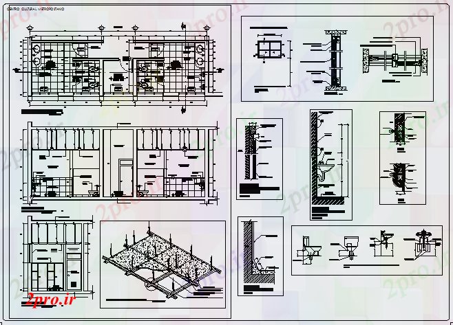 دانلود نقشه جزئیات معماری طراحی جزئیات از توالت و حمام طراحی (کد57261)