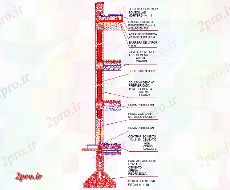 دانلود نقشه جزئیات ساختار آرمه دیوار ساختار قاب بتن (کد57325)