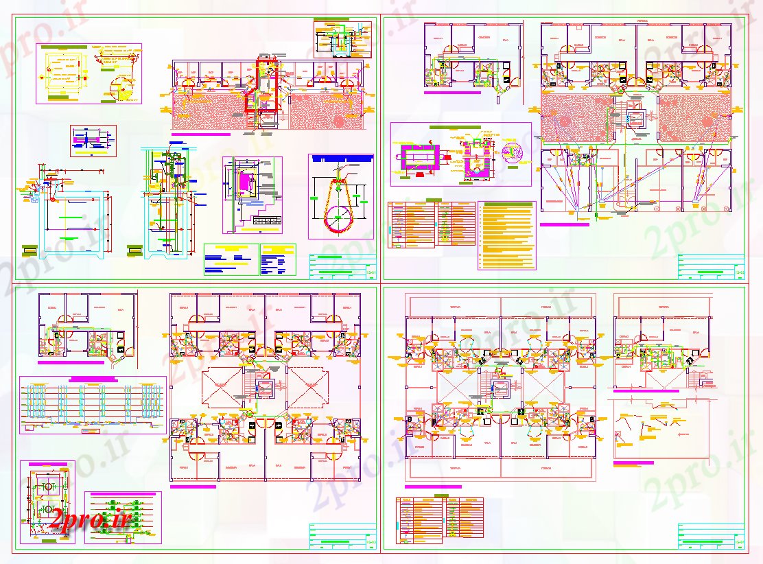 دانلود نقشه تجهیزات بهداشتی امکانات بهداشتی ساختمان چند طبقه   های هدایت (کد57339)