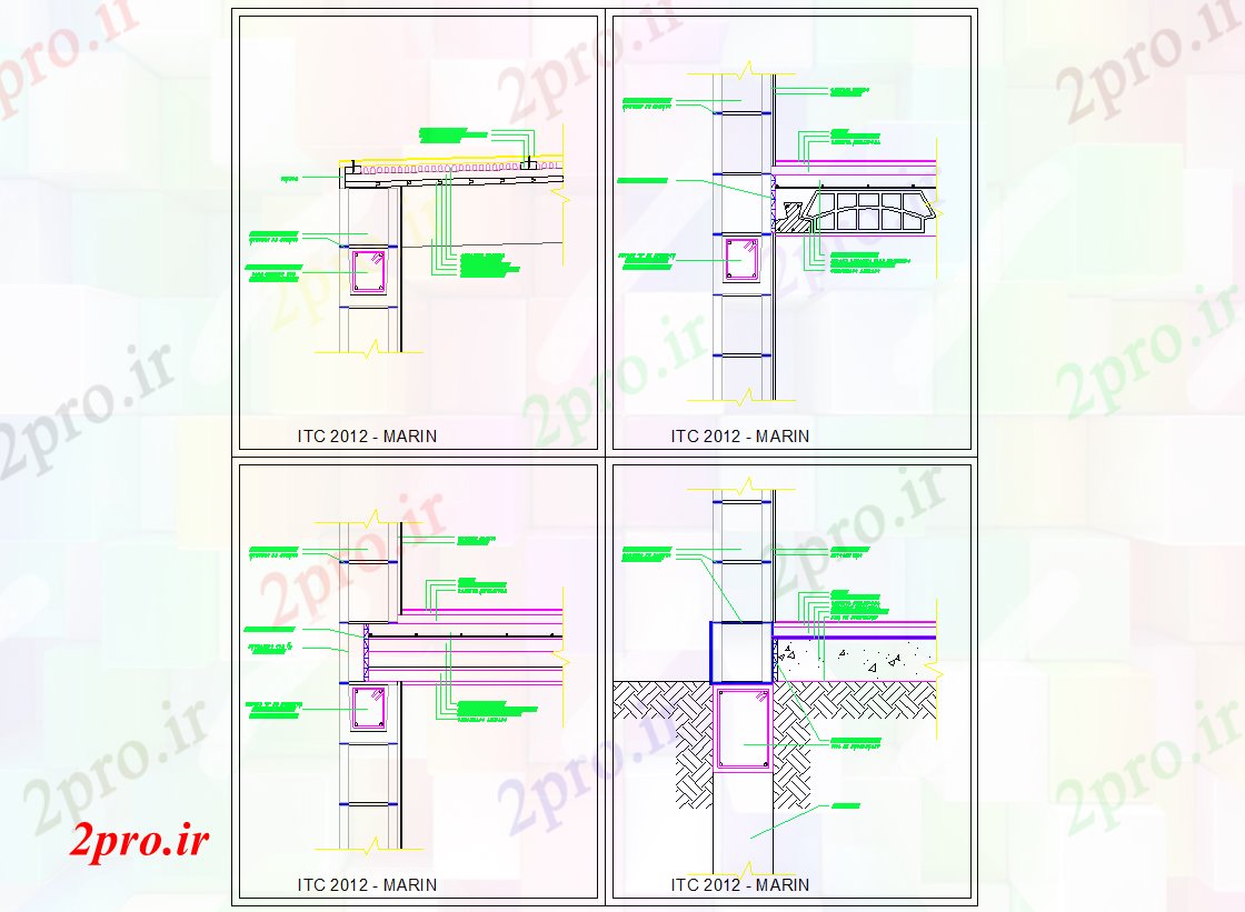 دانلود نقشه جزئیات معماری جزئیات طراحی ساختمان با آجر بلوک (کد57345)