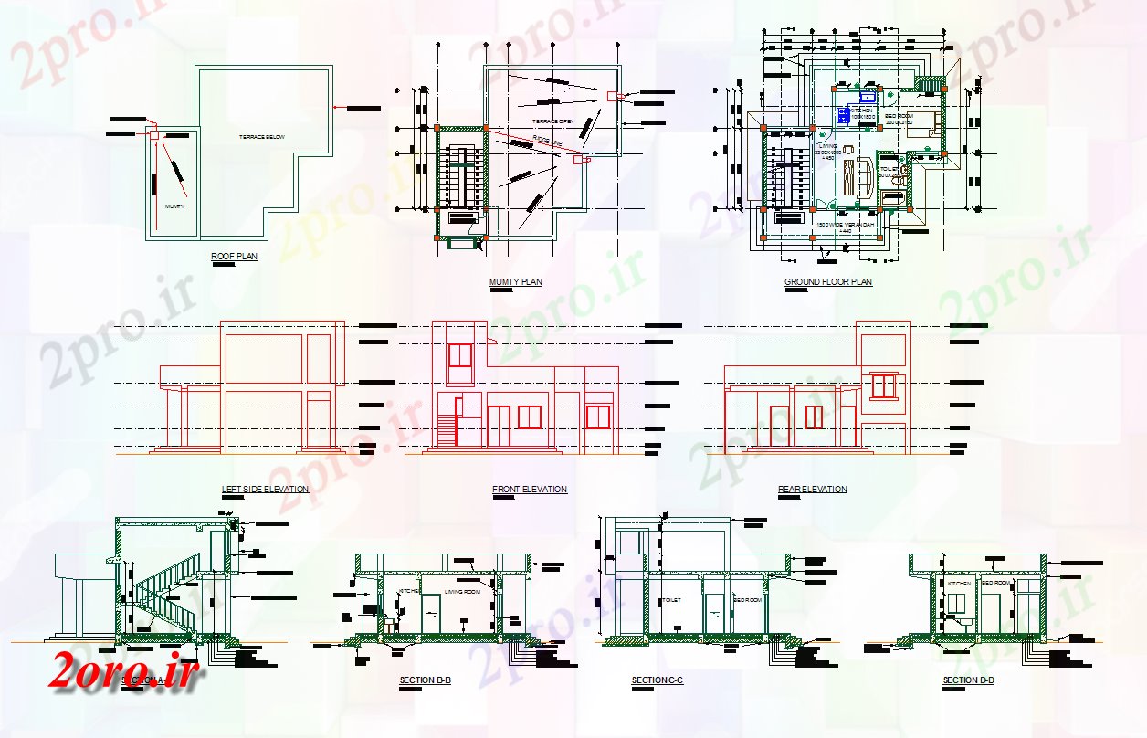دانلود نقشه جزئیات معماری معماری خانه جزئیات مقطعی طراحی  (کد57352)