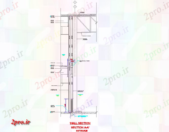 دانلود نقشه جزئیات ساختار نمونه بخش دیوار  طراحی جزئیات (کد57364)