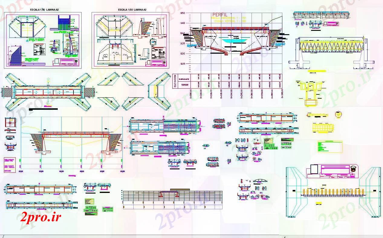دانلود نقشه جزئیات معماری پل بر روی جزئیات ساختارهای مدنی طراحی در کانادا (کد57397)