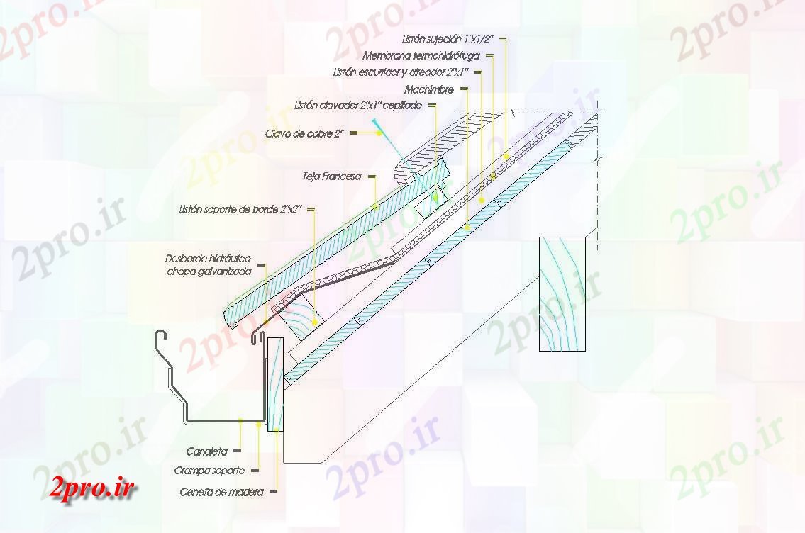 دانلود نقشه جزئیات تاسیسات Frenchtile در  های اتوکد  (کد57400)