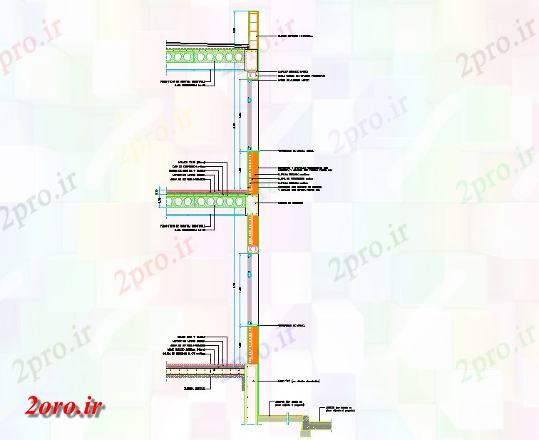 دانلود نقشه پلان مقطعی طبقه بخش ساختمان جزئیات  (کد57405)