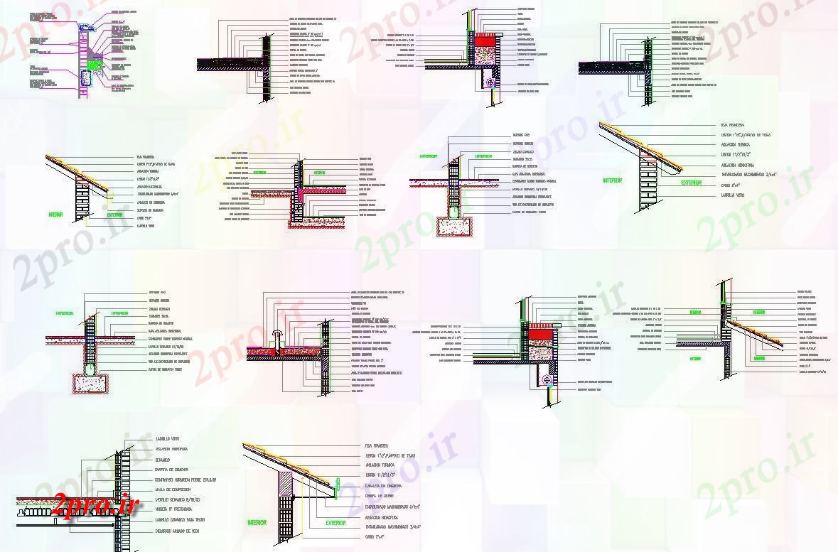 دانلود نقشه جزئیات ساختار دیوار و طراحی اتصال دال جزئیات (کد57440)
