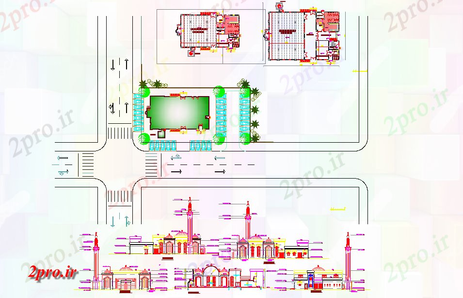 دانلود نقشه کلیسا - معبد - مکان مذهبی مسجد جزئیات   طراحی (کد57457)