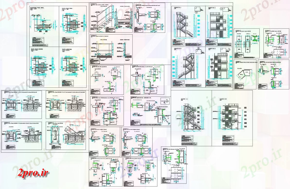 دانلود نقشه جزئیات معماری فلزی پله جزئیات ساخت و ساز در  های اتوکد  (کد57492)