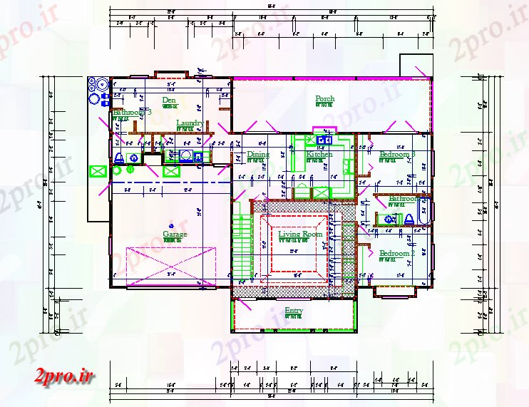دانلود نقشه مسکونی ، ویلایی ، آپارتمان خانه دراز کردن و برنامه ریزی طراحی در 12 در 17 متر (کد57516)