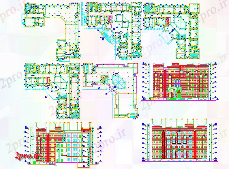 دانلود نقشه مسکونی  ، ویلایی ، آپارتمان  آپارتمان مسکونی طرحی های طبقه پیچیده (کد57526)