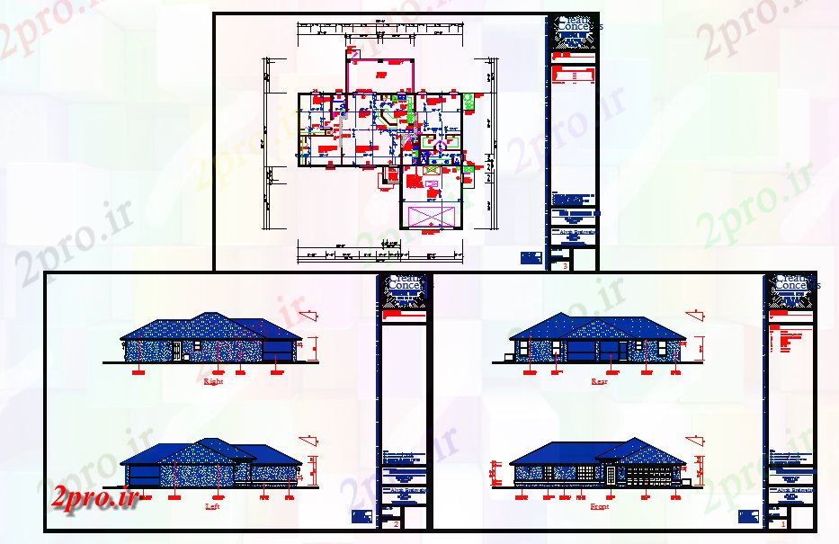 دانلود نقشه مسکونی ، ویلایی ، آپارتمان مسکونی جزئیات ساخت و ساز خانه 17 در 18 متر (کد57532)