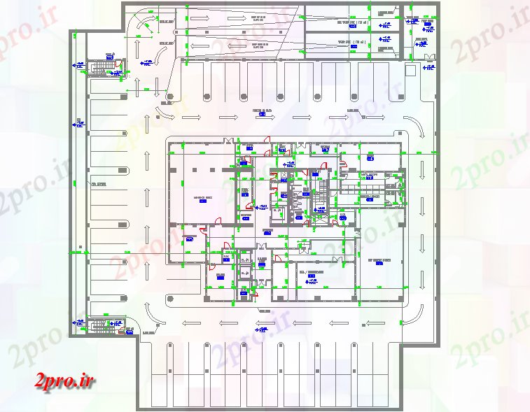 دانلود نقشه جزئیات معماری پارکینگ دراز کردن طراحی (کد57540)